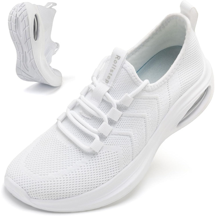 Жіночі кросівки з широкою колодкою та повітряною подушкою для бігу, тренувань, занять у залі, ходьби та тенісу. Легкі, дихаючі, з підтримкою склепіння стопи (36 EU, білий)