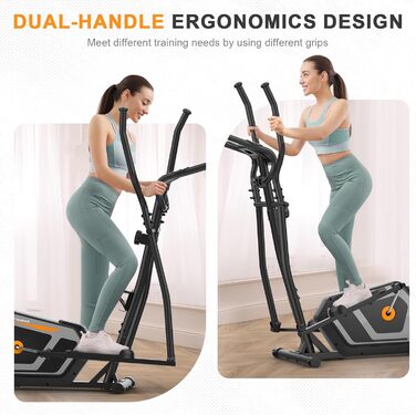 Еліптичний тренажер Crosstrainer 3-в-1 для дому з LCD-монітором та регулюванням навантаження до 287 кг (Оранжевий + Чорний)