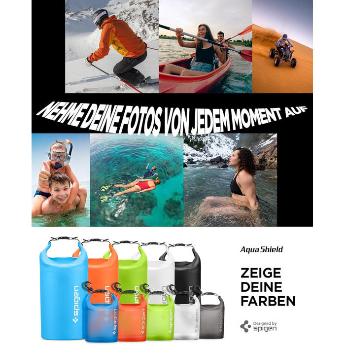 Набір водонепроникних сумок Spigen Dry Bag Set [Aqua Shield] 20L+21L - для пляжу, плавання, кемпінгу, каякінгу, човнів - чорний