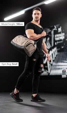 Спортивна та дорожня сумка Fitgriff для жінок і чоловіків з відділенням для взуття та вологих речей, для спорту, фітнесу і подорожей, колір пісочний, 58x31x31 см (середній розмір)