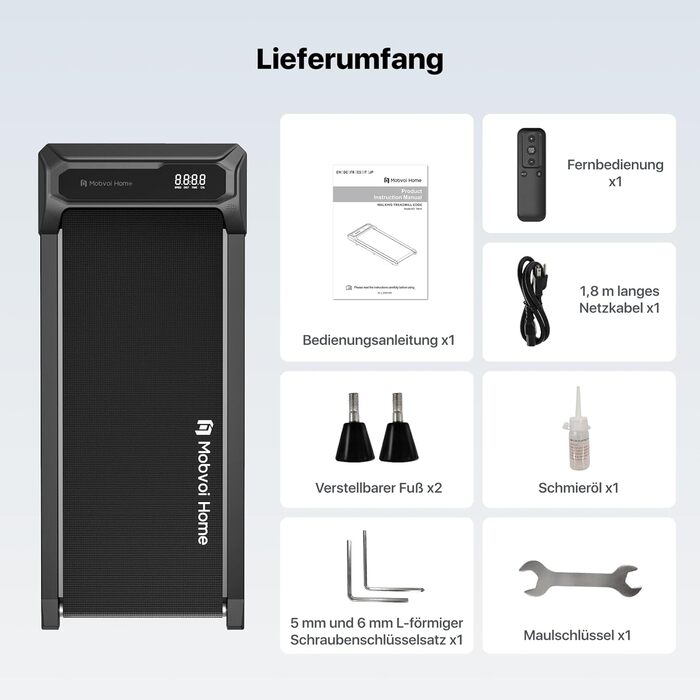 Компактна бігова доріжка Mobvoi Home Walking Pad з дистанційним керуванням, LED-дисплеєм, для дому та офісу, швидкість до 6 км/год, вантажопідйомність 120 кг
