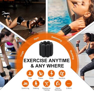 Ваги для зап'ястя та щиколоток для жінок, набір 2 шт (1 фунт кожна), регульовані ваги для ходьби, йоги, танців, пілатесу, фітнесу, тренувань (чорний)