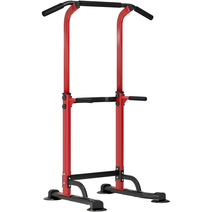 АураКрафт Power Tower - турнік, турнічок, силовий комплекс для дому, регульована висота 169-210 см (чорний + червоний, 74x81 см)