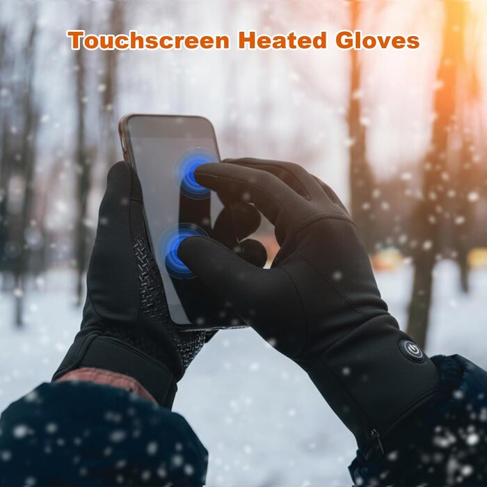 Обогревні рукавички-вкладиші для чоловіків та жінок, акумулятор 7.4V, 3 режими нагріву (40-65°C), сенсорний екран, для зимових видів спорту та роботи на відкритому повітрі, M-L