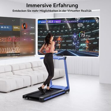 Лякуффі Raceable Walking Pad: біговий килимок для ходьби з керуванням через додаток, AI-тренування та підтримка Wearable Devices (Синьо-Чорний)