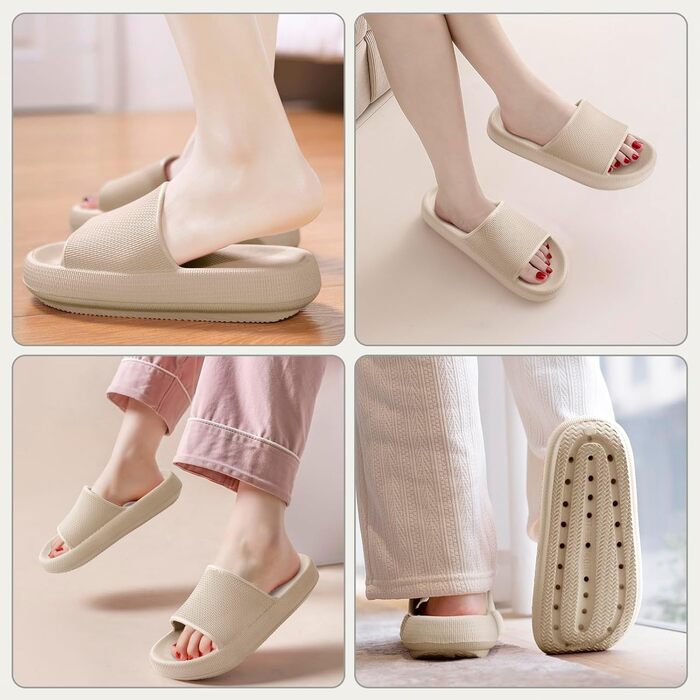 Шльпанці Badelatschen Cozislides: Зручні та антиковзкі шльпанці для дому та пляжу (37/38 EU, Хакі)