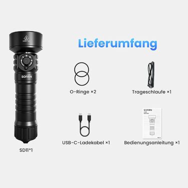 Ліхтарик підводний Sofirn SD11 5000LM CRI 90, USB-C, червоне світло 660нм, IPX8, для дайвінгу та фотографії