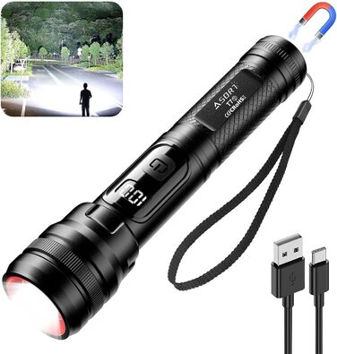 Тактична ліхтарик ASORT 990000 Lumen, USB, Zoom, IP67, 10 режимів, для дому, відпочинку, надзвичайних ситуацій