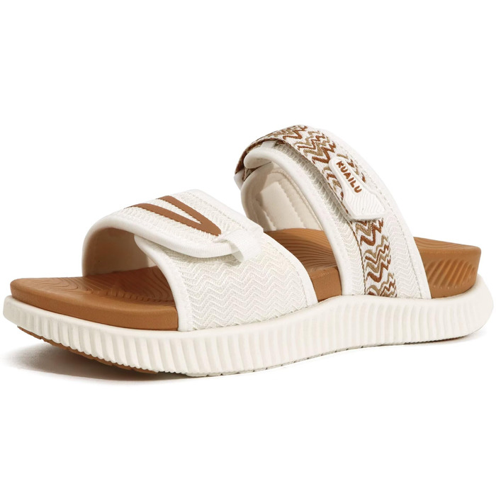 Спортивні сандалі KuaiLu жіночі з м'якою устілкою, ортопедичні, для туризму та відпочинку, білі/хакі, 39 EU