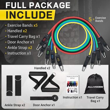 Еластичні гумки для фітнесу: набір для тренувань, фітнес-гумки з анкером для дверей, для чоловіків та жінок, для фізичної терапії та формування тіла
