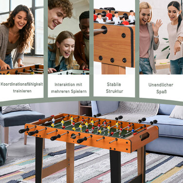 Настільний кикер з трубками з нержавіючої сталі для підлітків та дорослих, 84,5x40x61,2 см, чорний