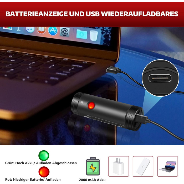Набір світлодіодних ліхтарів для велосипеда MONTOP LITE-400 з USB-акумулятором, передня фара та задній ліхтар (StVZO), для дітей та дорослих