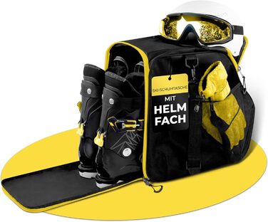 Чохол для лижних черевиків STYNGARD з відділенням для шолома та лижного спорядження, 40 л, модель Zermatt, чорно-білий (чорно-жовтий)