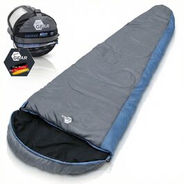 Спальник зимовий GEAR Mumienschlafsack Sirocco -18°C, 230x80 см, водонепроникний, для трекінгу та кемпінгу (синьо-сірий)