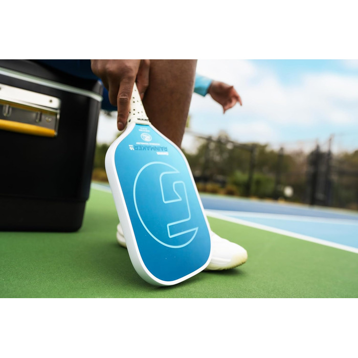 Gamma Rainmaker Плескальна ракетка для піклболу – легка, велика зона удару, поверхня з мікроперлинного карбону для більшого обертання та контролю, регульована вага, 16 мм, 6 кольорів (16 мм, блакитний)