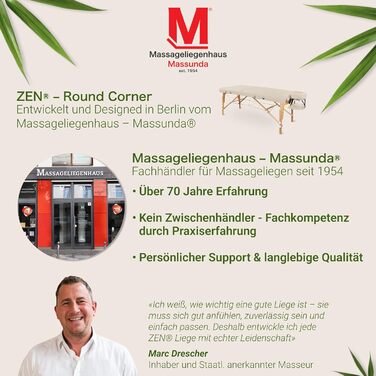 Масажний стіл Zen з круглими кутами, складний та регульований по висоті - професійний масажний стіл з цільного дерева з регульованою спинкою, підголівником, підлокітниками та кишенею (кремовий)