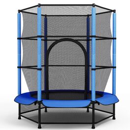 Батут для дітей LIFERUN Ø140 см з сіткою безпеки, для тренувань та розваг у саду, до 50 кг, блакитний