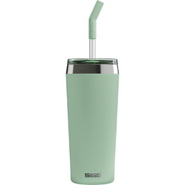 Термокружка SIGG Helia 0.6 л Milky Green з багаторазовою скляною трубочкою та щіточкою, герметична, BPA-free, з нержавіючої сталі 18/8, для подорожей
