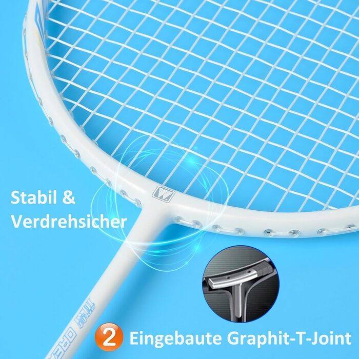 Набір для бадмінтону WHiZZ Carbon: ракетка з графіту, волани, намотки, сумка (синій)