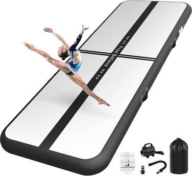 Airtrack SportBob Matte - килимок для гімнастики та йоги, 2/3/4/5/6м, 10/15см, з електричним насосом 600W, для дому та спорту