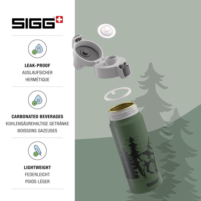 SIGG Алюмінієва пляшка для дітей 0,6 л WMB ONE, для газованих напоїв, герметична, легка, BPA-free, сертифікат ClimatePartner, спорт і школа, Brave Wolf Classic