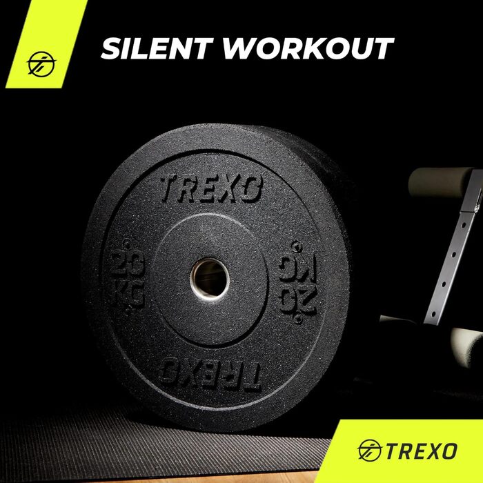 Олімпійський бампер диск TREXO 20 кг, гумований, для штанги 50 мм, кросфіт і силові тренування