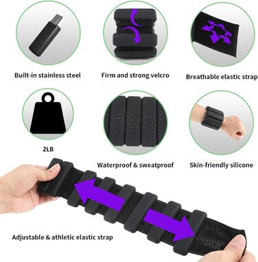 Регульовані вантажні манжети на зап'ястя та щиколотки - набір для йоги, танців, аеробіки (чорний)