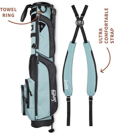 Гольф сумка Sunday Golf Loma XL з ременем та стійкою – Легка сумка для пітч-н-патт гольфу, Par 3 та Executive гольф-поля, 3.4 фунти