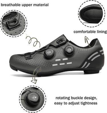 Велотуфлі для чоловіків та жінок, сумісні з Peloton, для велотренажера, шосе, з шипами Delta, білі (45 EU, сірий)