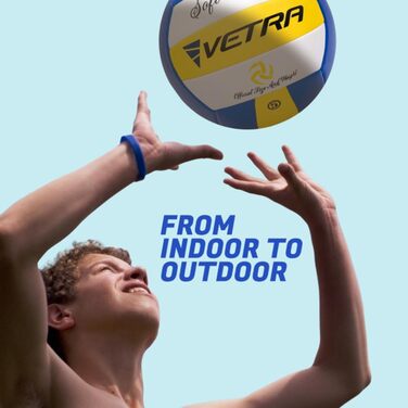 М'яч для волейболу VETRA, розмір 5, жовтий - м'який дотик, для пляжу, вулиці, спортивної зали