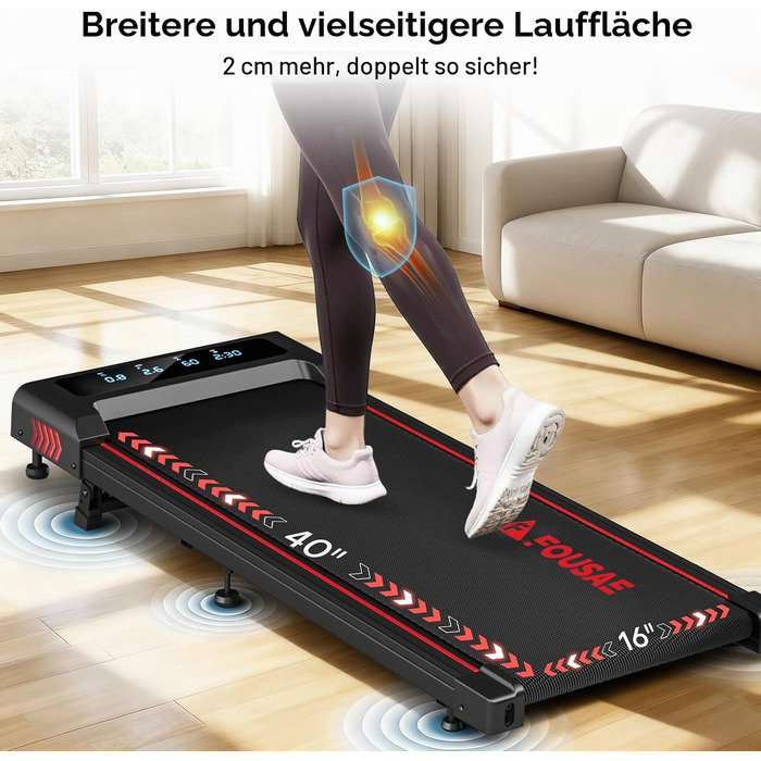 Бігова доріжка Walking Pad для дому з нахилом 9%, потужність 2.5HP, швидкість 1-10 км/год, LED-дисплей, 12 програм, до 150 кг (Чорно-червона)