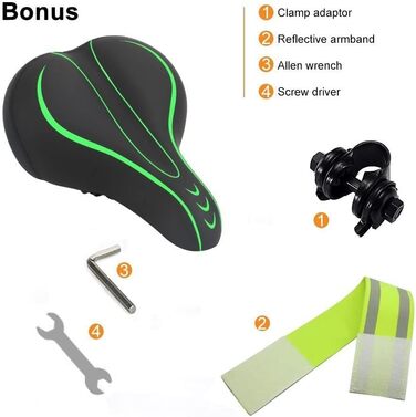 Велосипедне сідло Dripex для чоловіків та жінок, зручне, м'яке, гелеве, водостійке, ергономічне для MTB, Citybike, шосе, зелене