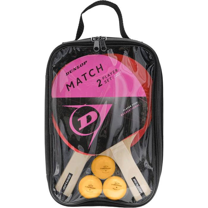 Набір для настільного тенісу Dunlop Match на 2 гравці: 2 ракетки, 3 м'ячі, чохол, бежевий