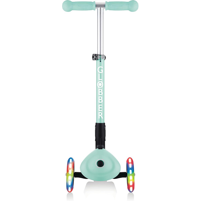 Самокат трьохколісний GLOBBER Junior Fantasy Lights складний, колеса 120/80 мм, ABEC 5, LED-підсвітка, м'ятний колір