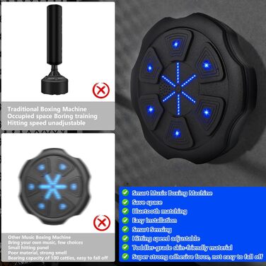 Музична бокс-машина LPQKCcY з LED, Bluetooth, для дому та спортзалу, з боксерськими рукавичками, для дітей і дорослих