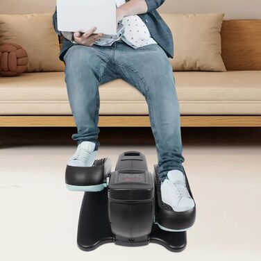 Еліптичний тренажер під стіл з пультом та дисплеєм, регульована швидкість, електричний, для ніг та рук (Чорний+Блакитний)