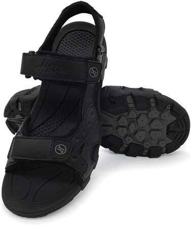 Чоловічі сандалі HEVA з натуральної шкіри для активного відпочинку, туризму та трекінгу, чорні, 41 EU