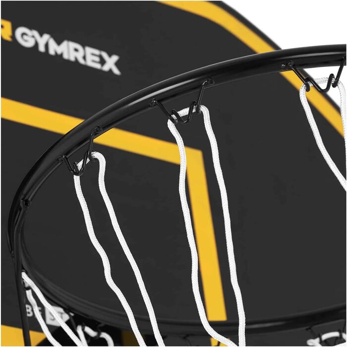 Баскетбольне кільце Gymrex GR-BS11 з підставкою, регульована висота 200-305 см, 2 колеса, стійке до погодних умов, діаметр кільця 45 см, наповнювана база