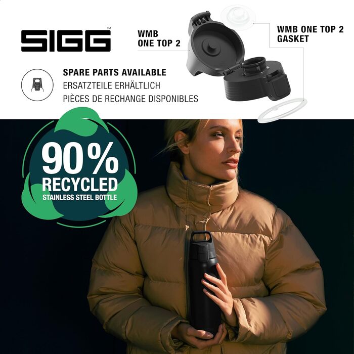 Термос-бутилка SIGG Shield One Black 0,75 л – ізольована, для газованих напоїв, герметична, з нержавіючої сталі, BPA-free, чорна, 90% перероблена сталь