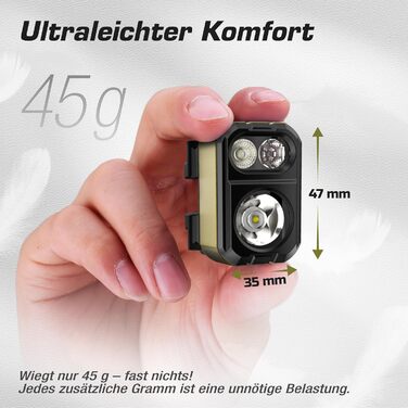 EverBrite LED налобний ліхтар: перезаряджуваний, 45г, IP67, 7 режимів, червоне та зелене світло для бігу, туризму, кемпінгу