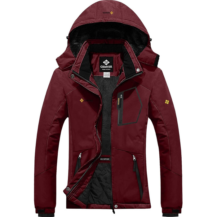 Жіноча гірськолижна куртка GEMYSE, водонепроникна, тепла, вітронепроникна, зимова, червона, XXL