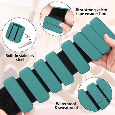Набір манжет на зап'ястя з регульованою вагою (0,45 кг), 2 шт. Силіконові манжети для фітнесу, йоги, пілатесу, ходьби (зелені)