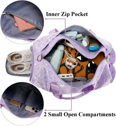 Спортивна сумка для дівчаток Kord з квітковим принтом (25L) з водонепроникним відділенням для мокрого одягу та взуття