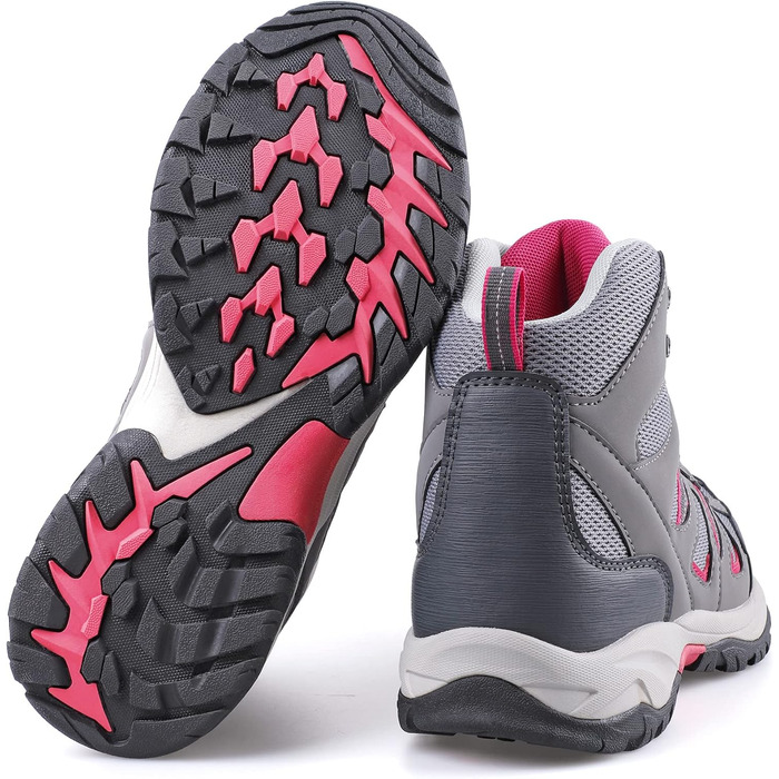 Жіночі трекінгові черевики для хайкінгу та туризму. Зручні, з антиковзкою підошвою. Кольори: рожевий, сірий. Розмір 36 EU