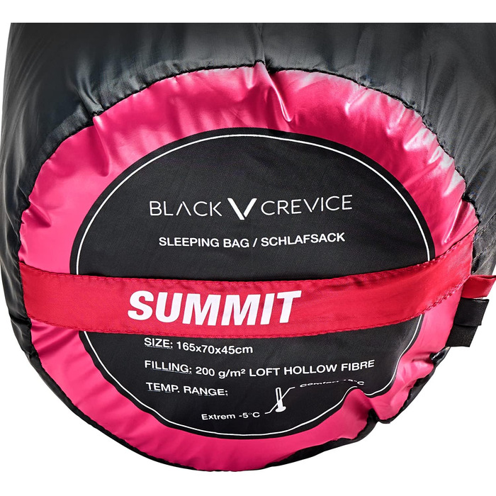 Дитячий спальний мішок Black Crevice Pink 165см - водонепроникний, дихаючий, для кемпінгу з чохлом