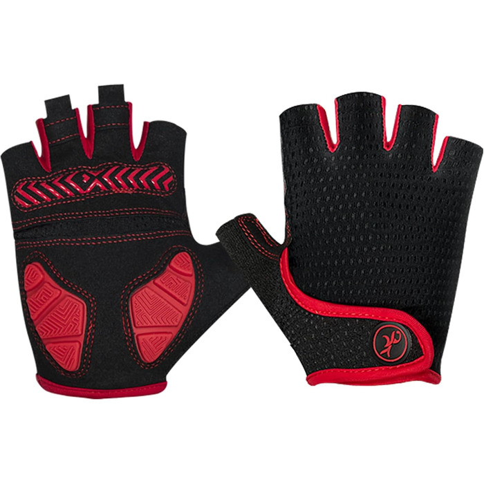 Велосипедні рукавички MOREOK для чоловіків та жінок, літні, напівпальцеві, 5 мм SBR гель, протиковзкі, амортизуючі, для гірського велосипеда, шосе та даунхілу, червоні