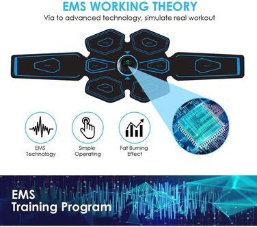 EMS-тренажер для пресу ABS Trainer: стимулятор м'язів з USB зарядкою, 8 режимів та 19 рівнів інтенсивності