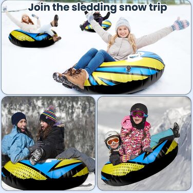 Надувний сніговий тюб зі стропом, 47-49-68 дюймів. Міцний корпус, морозостійкий матеріал. Для зимових розваг дітей та дорослих