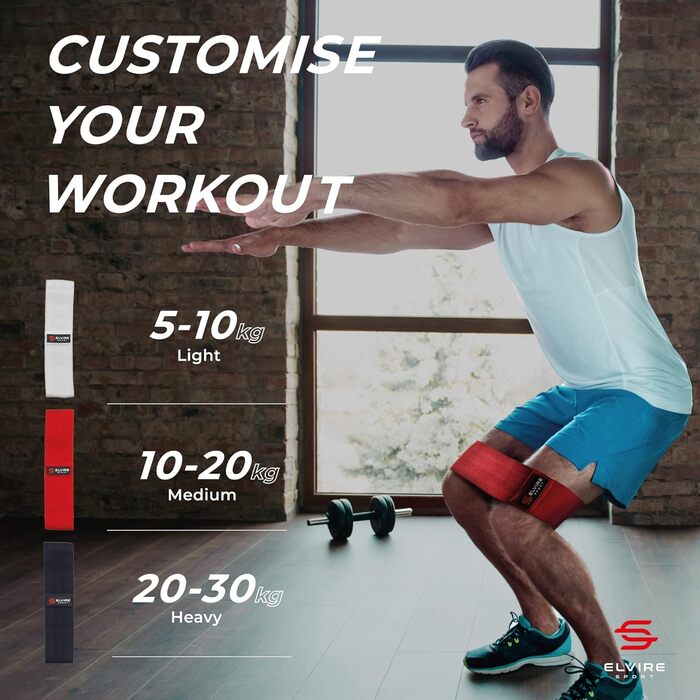 Фітнес-гумки ELVIRE SPORT (3 шт.) - тренувальні гумки для стегон, сідниць та ніг | Гумки для йоги, пілатесу, кросфіту | Для чоловіків та жінок, червоний та вугільний колір