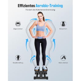 Міні степер Sportsroyals Up-Down-Twister з монітором LCD, максимальне навантаження 150 кг, з тросами для силових тренувань